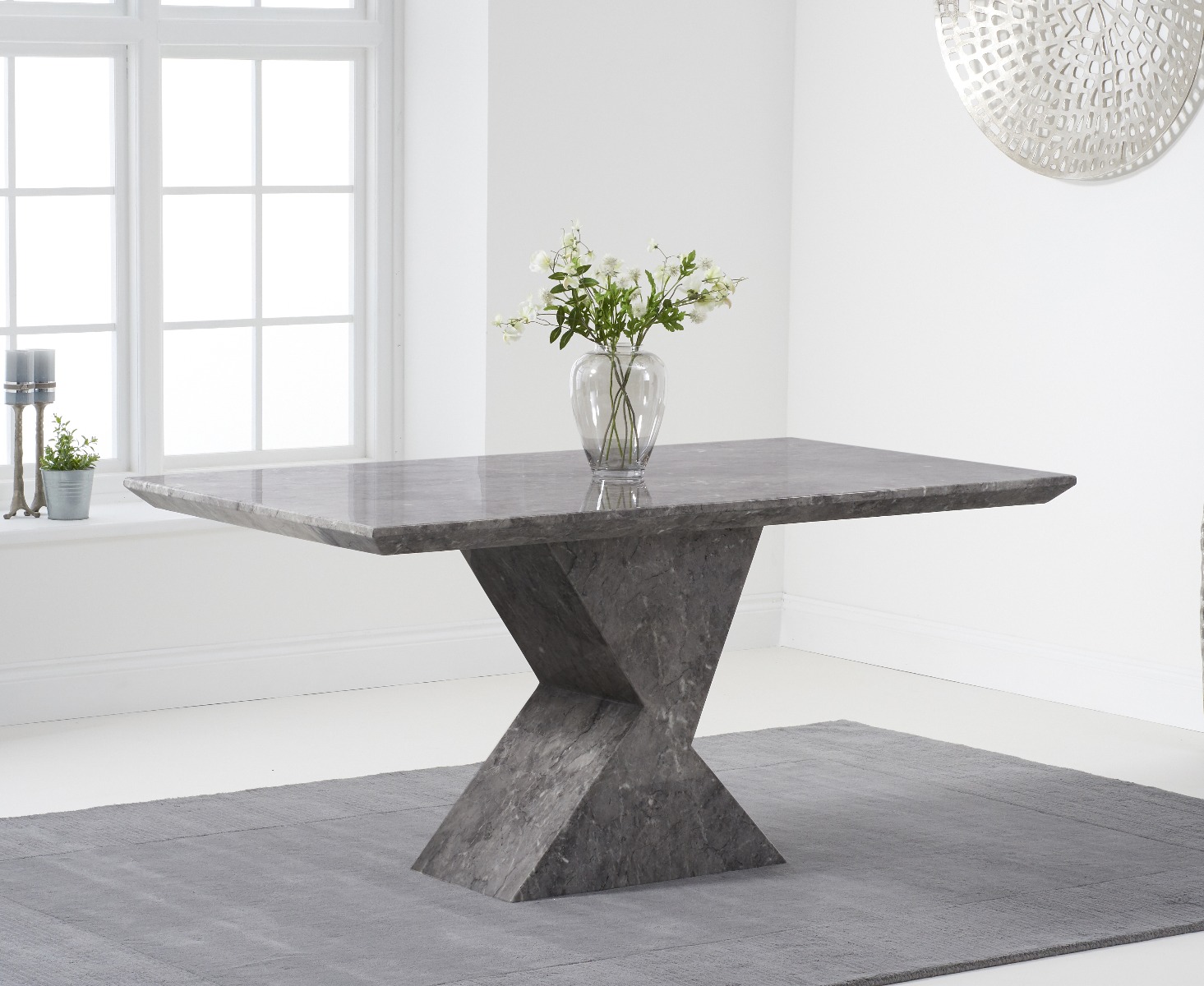 Aaron 160cm Marble Grey Dining Table thumbnail