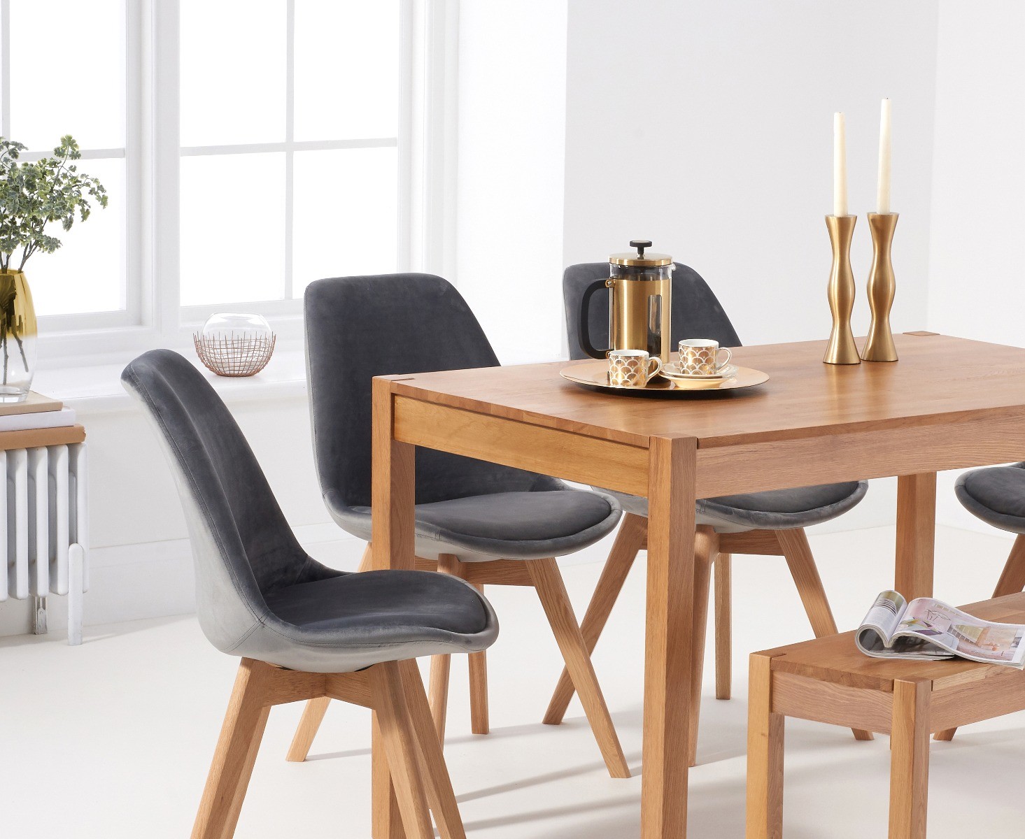 York 150cm Solid Oak Dining Table and 150 Oak Benches