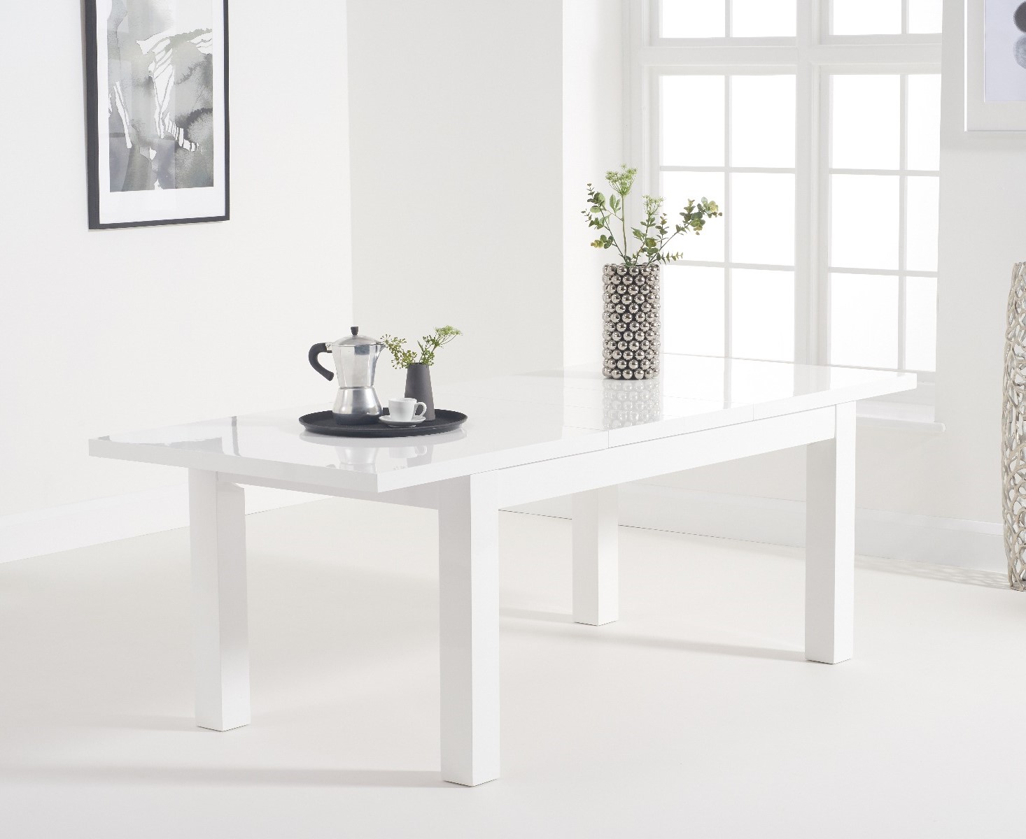 Extending Seattle 160cm White High Gloss Dining Table thumbnail