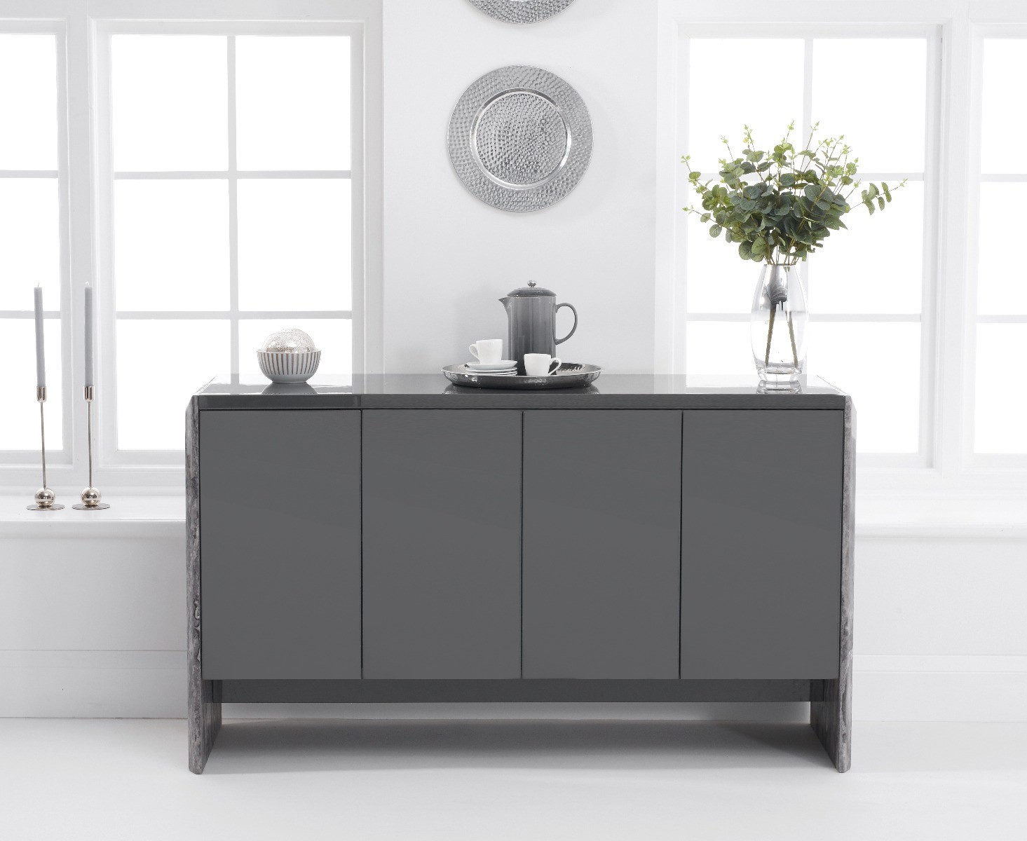Salerno 140cm Grey Marble Sideboard thumbnail