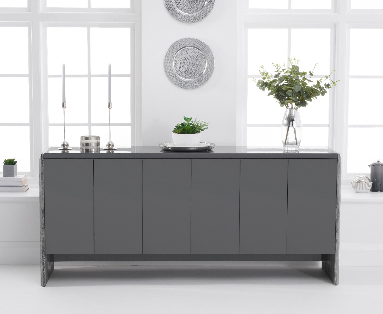 Salerno 180cm Grey Marble Sideboard