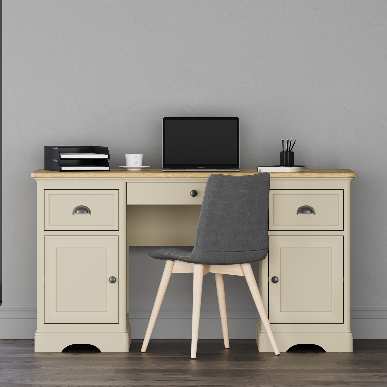 Madley Oak and Cream Painted Computer Desk Madley Oak and Cream Painted Computer Desk