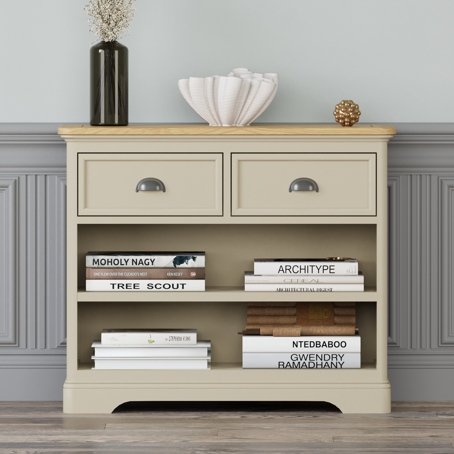 Madley Oak and Cream Painted Storage Console Table Madley Oak and Cream Painted Storage Console Table