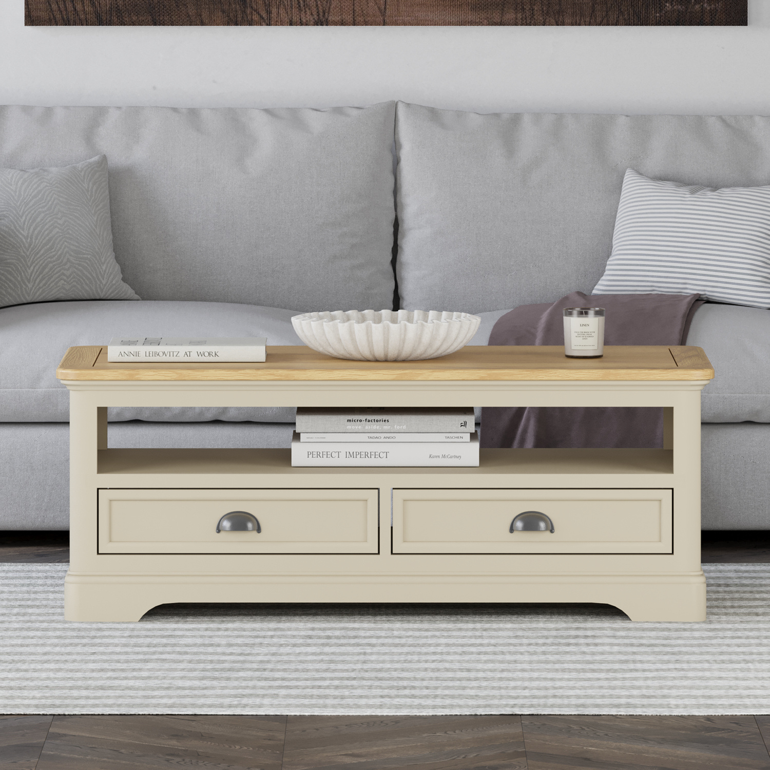 Madley Oak and Cream Painted 4 Drawer Coffee Table