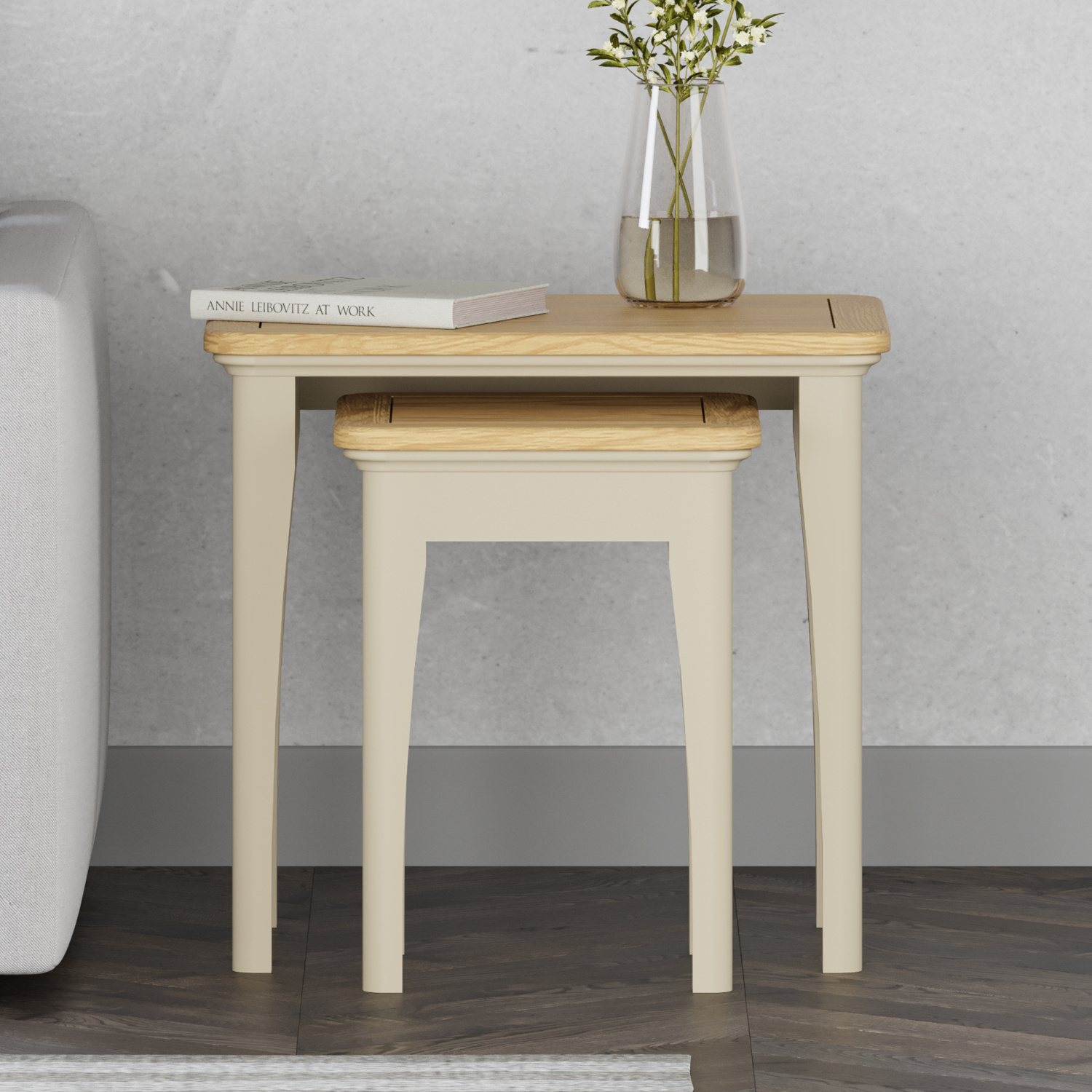 Madley Oak and Cream Painted Nest Of Tables