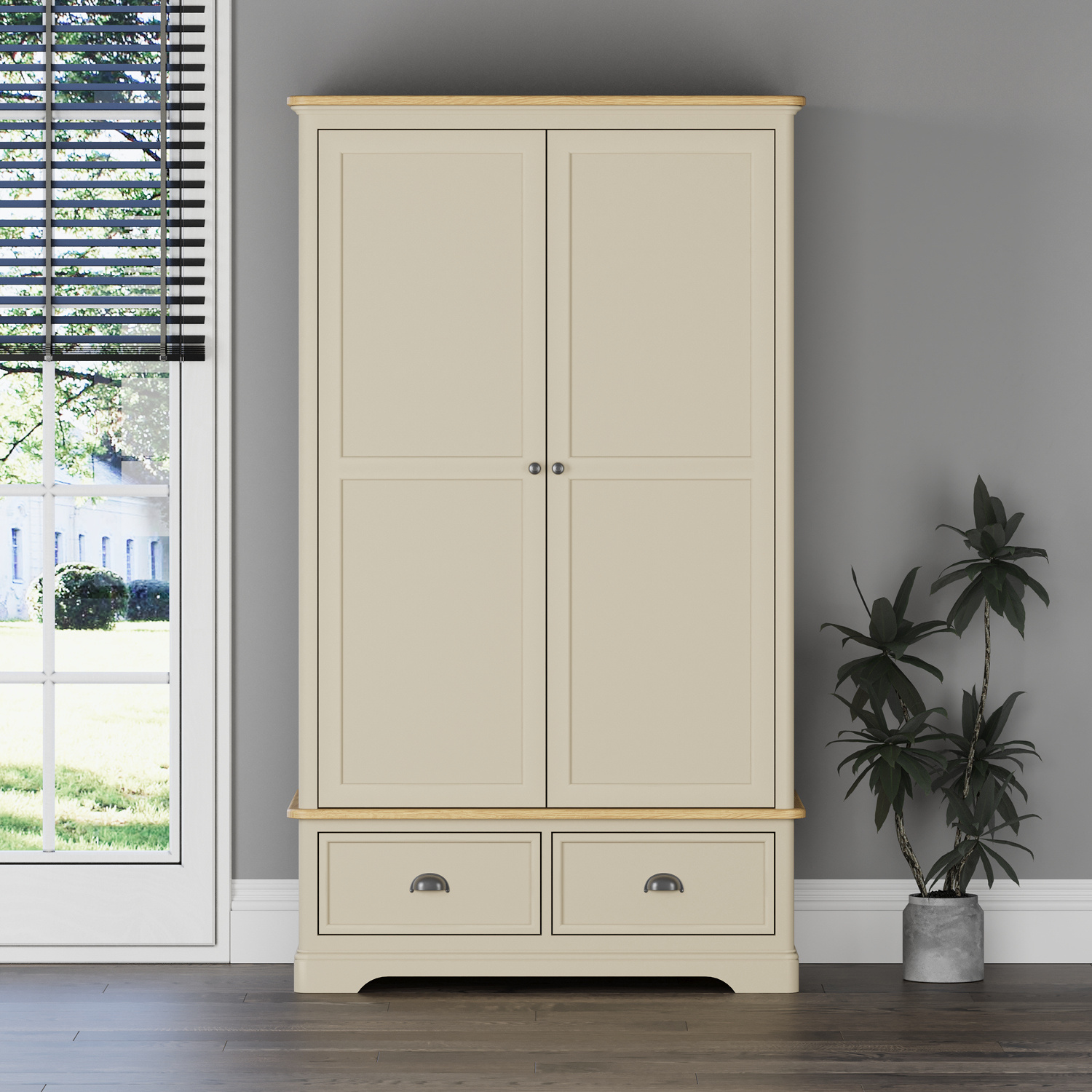 Madley Oak And Cream Painted Double Wardrobe