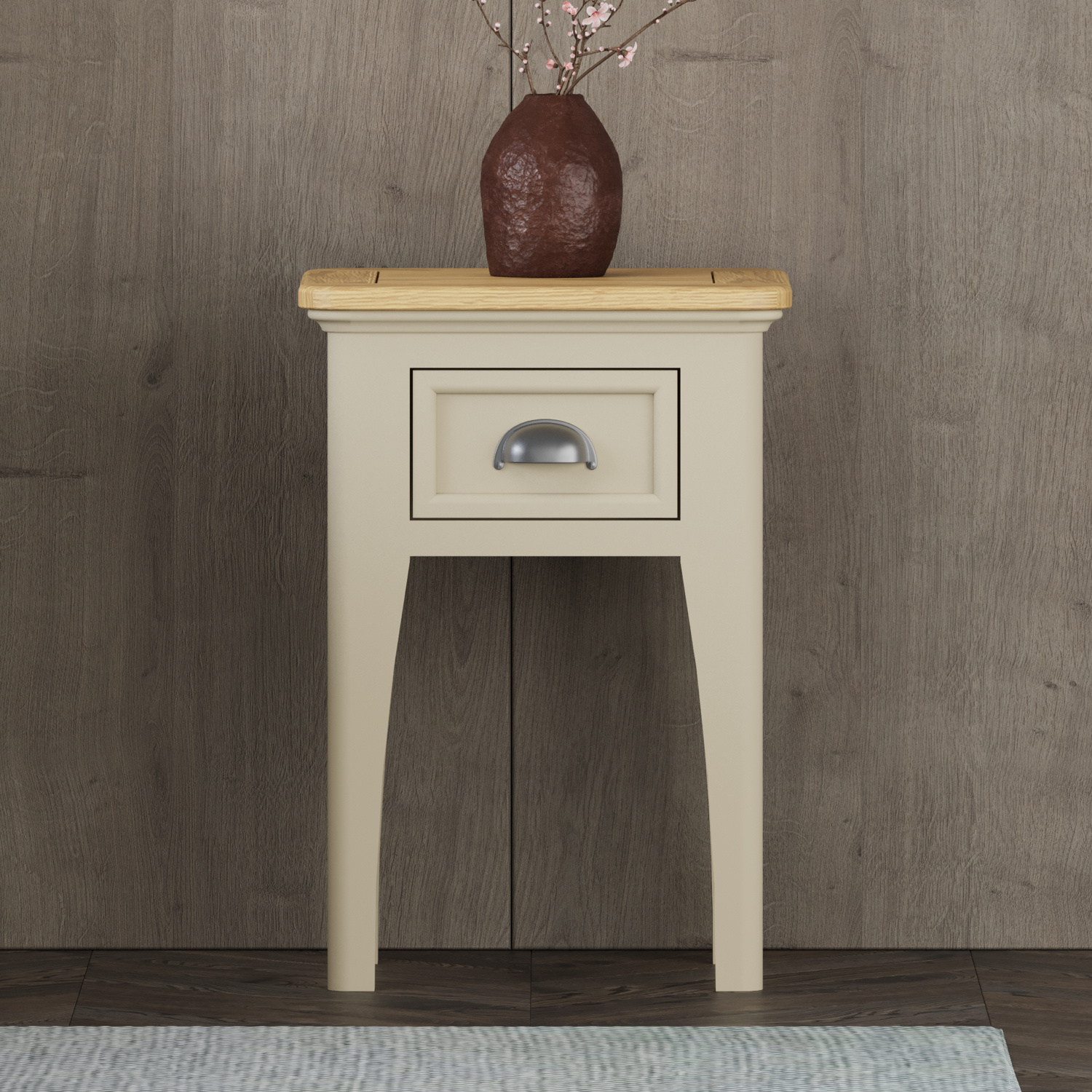 Madley Oak and Cream Painted 1 Drawer Bedside Table