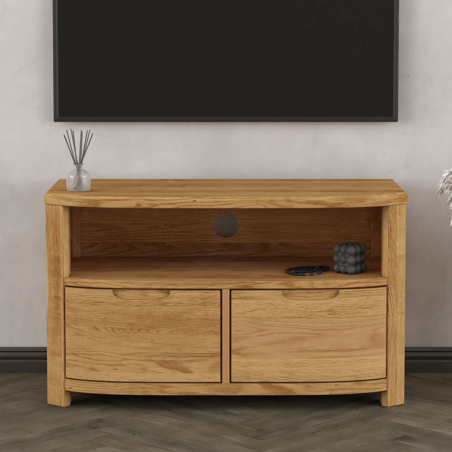 Somerton Curved Solid Oak Small TV Unit