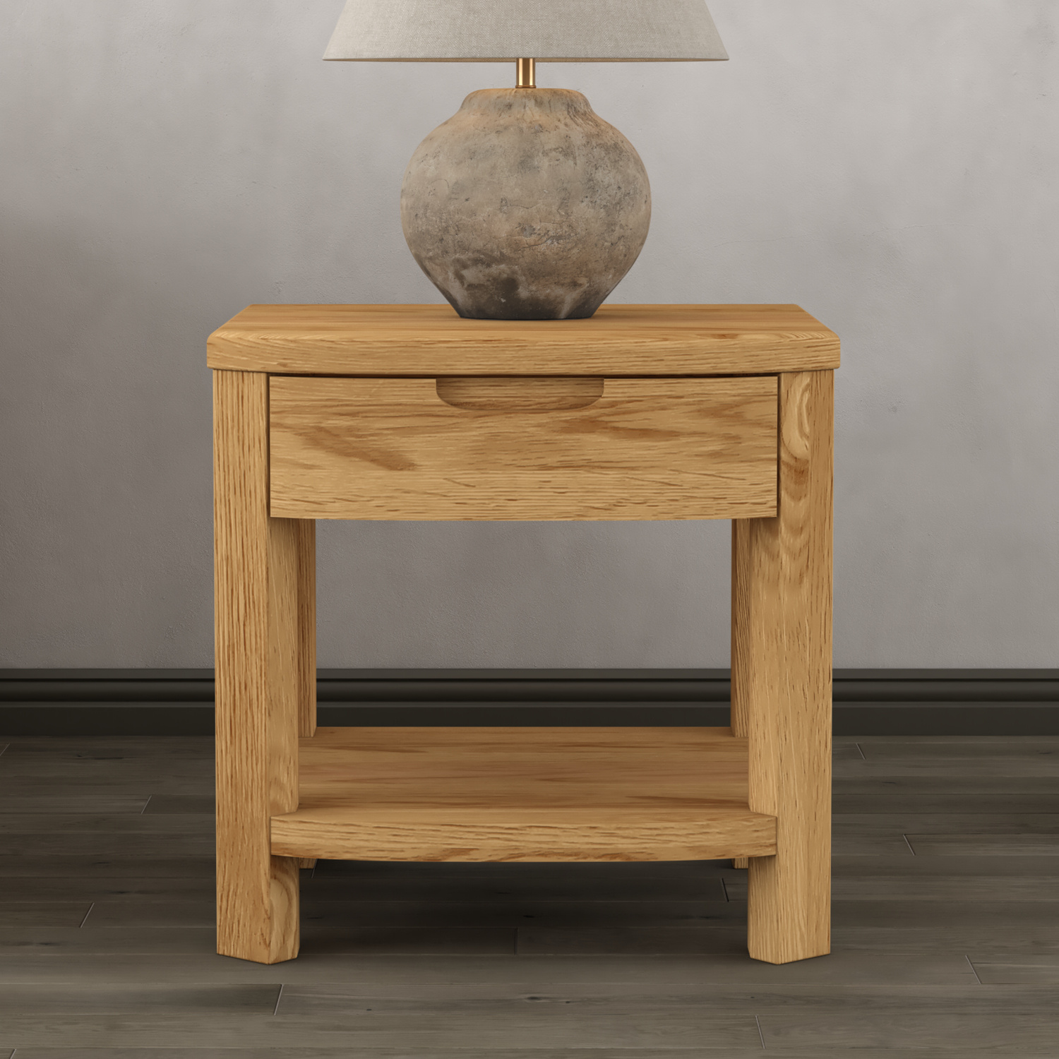 Somerton Curved Solid Oak 1 Drawer Lamp Table