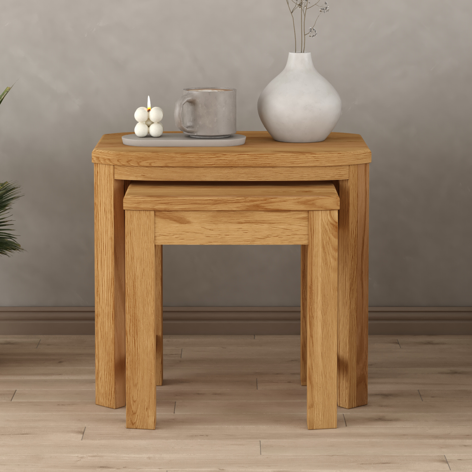 Somerton Curved Solid Oak Nest of Tables