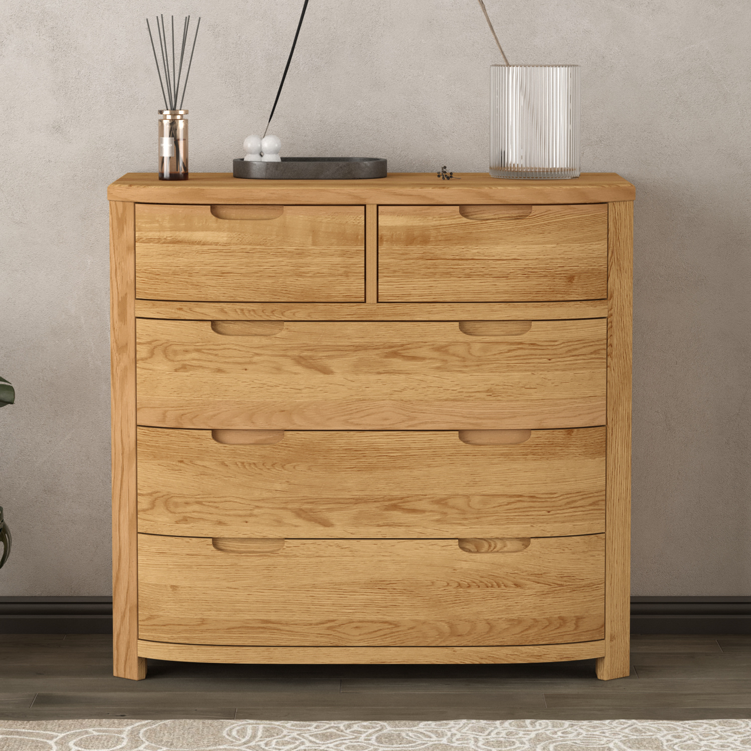 Somerton Curved Solid Oak 2 Over 3 Chest of Drawers thumbnail
