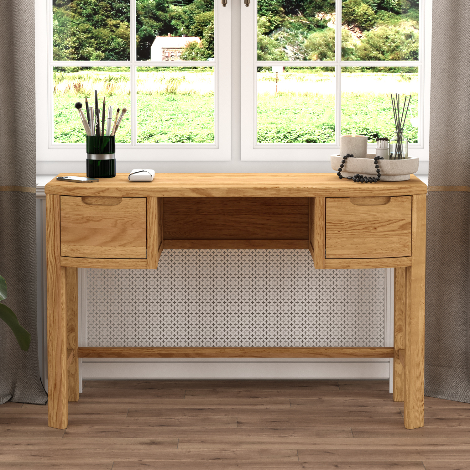 Somerton Curved Solid Oak Dressing Table