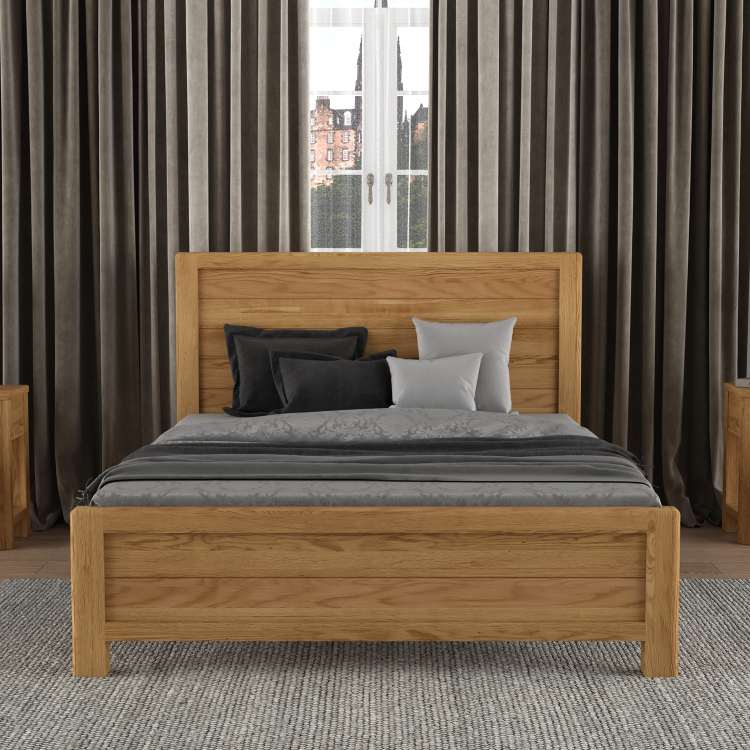 Somerton Curved Solid Oak King Size Bed