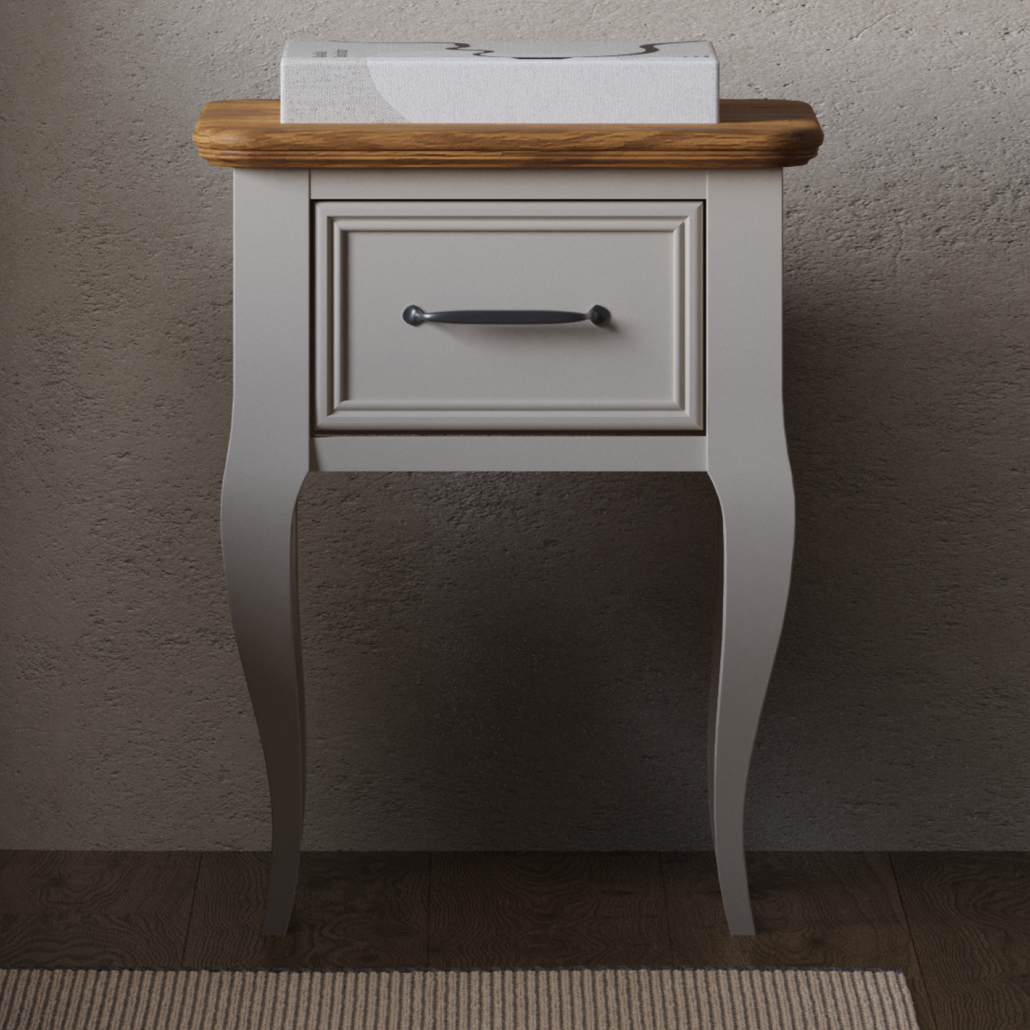 Chateau Oak And Soft White Painted 1 Drawer Bedside Table