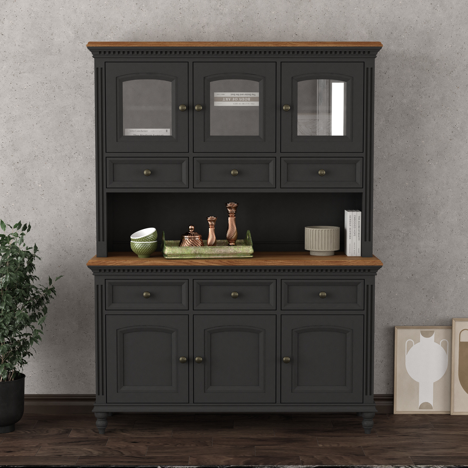 Francis Oak And Charcoal Grey Painted Large Dresser