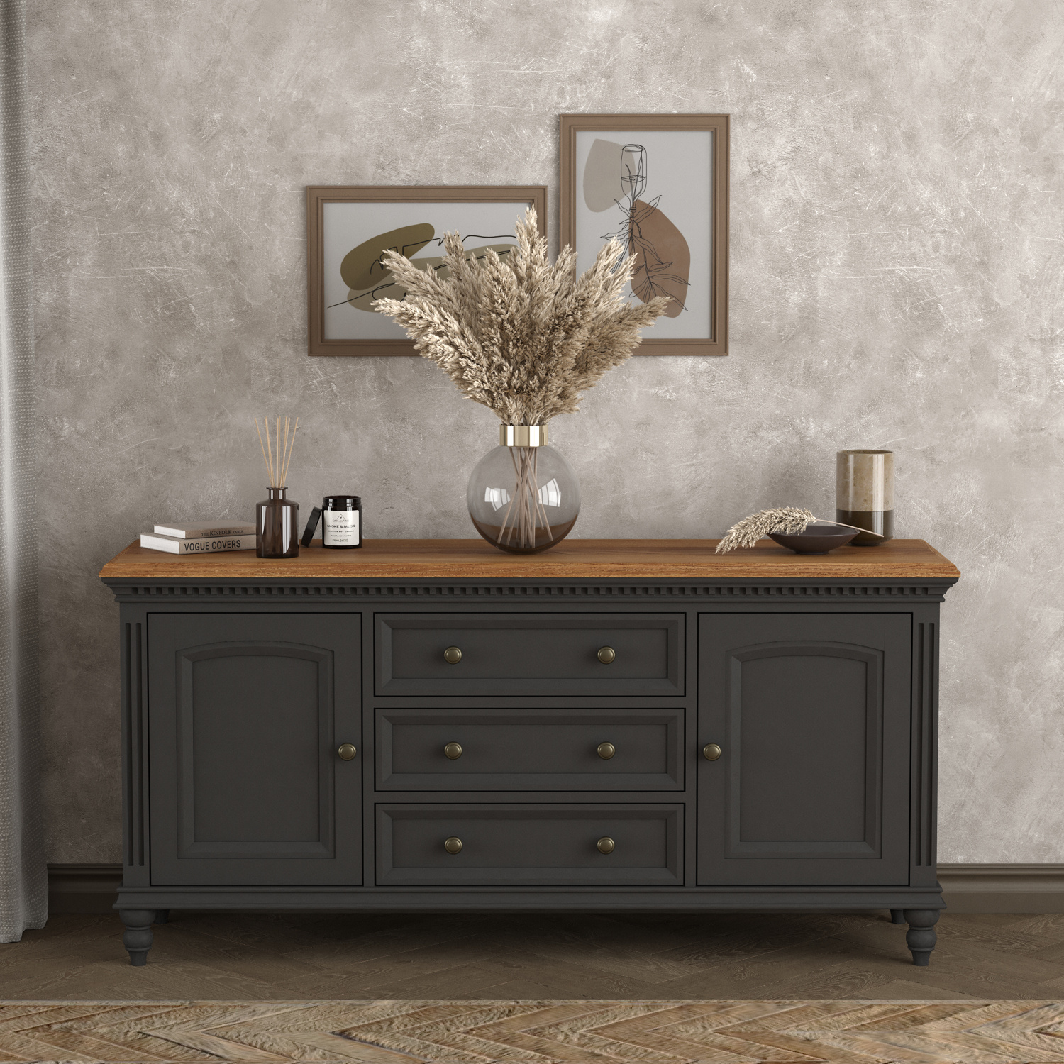 Francis Oak and Charcoal Grey Painted Extra Large Sideboard