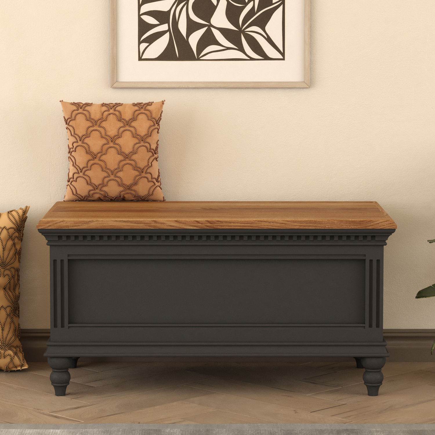 Francis Oak And Charcoal Grey Painted Blanket Box