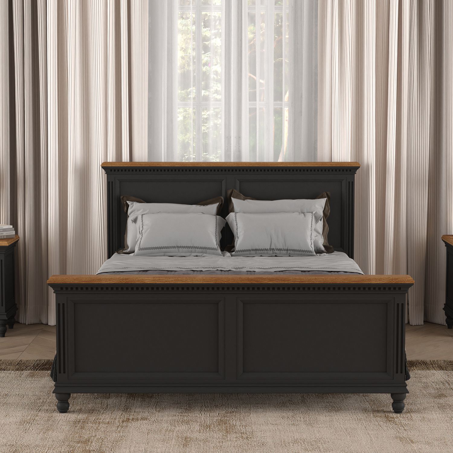 Francis Oak and Charcoal Grey Painted King Size Bed Francis Oak and Charcoal Grey Painted King Size Bed
