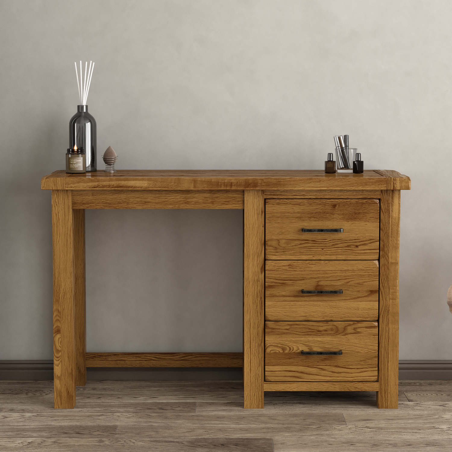 Harrogate Rustic Solid Oak 3 Drawer Dressing Table