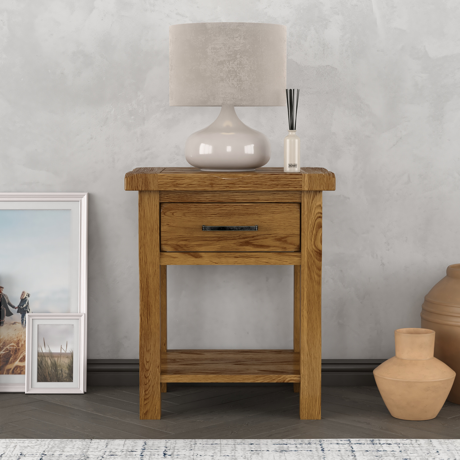 Harrogate Rustic Solid Oak Lamp Table