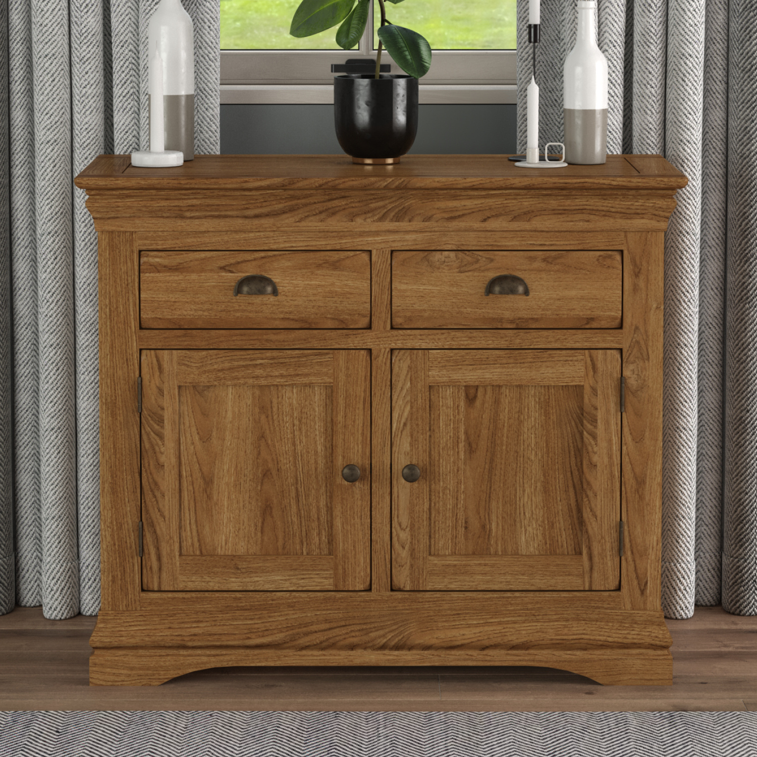 Burford Rustic Solid Oak Small Sideboard
