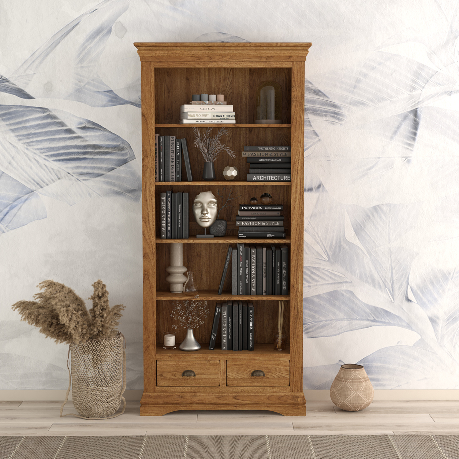 Burford Rustic Solid Oak Tall Bookcase