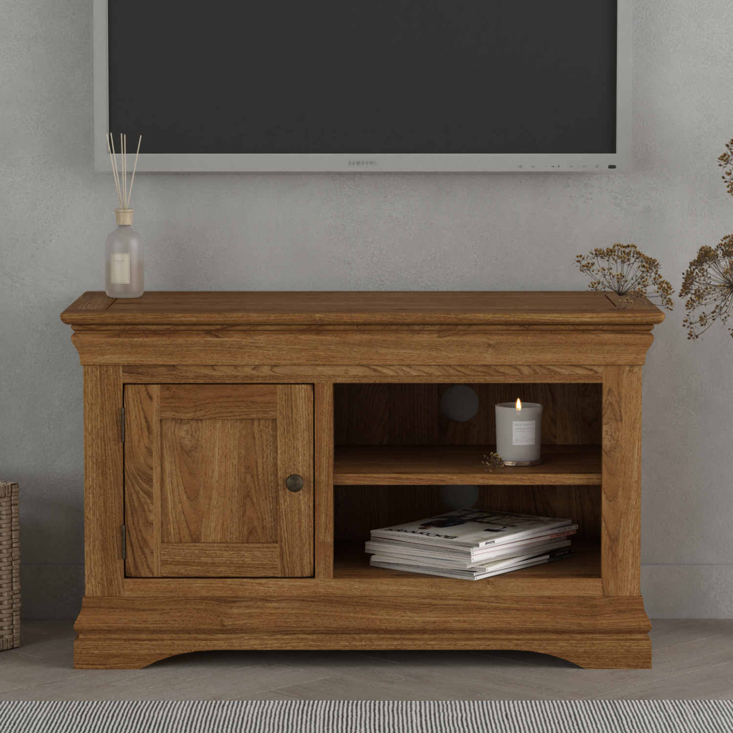 Burford Rustic Solid Oak Small TV Unit