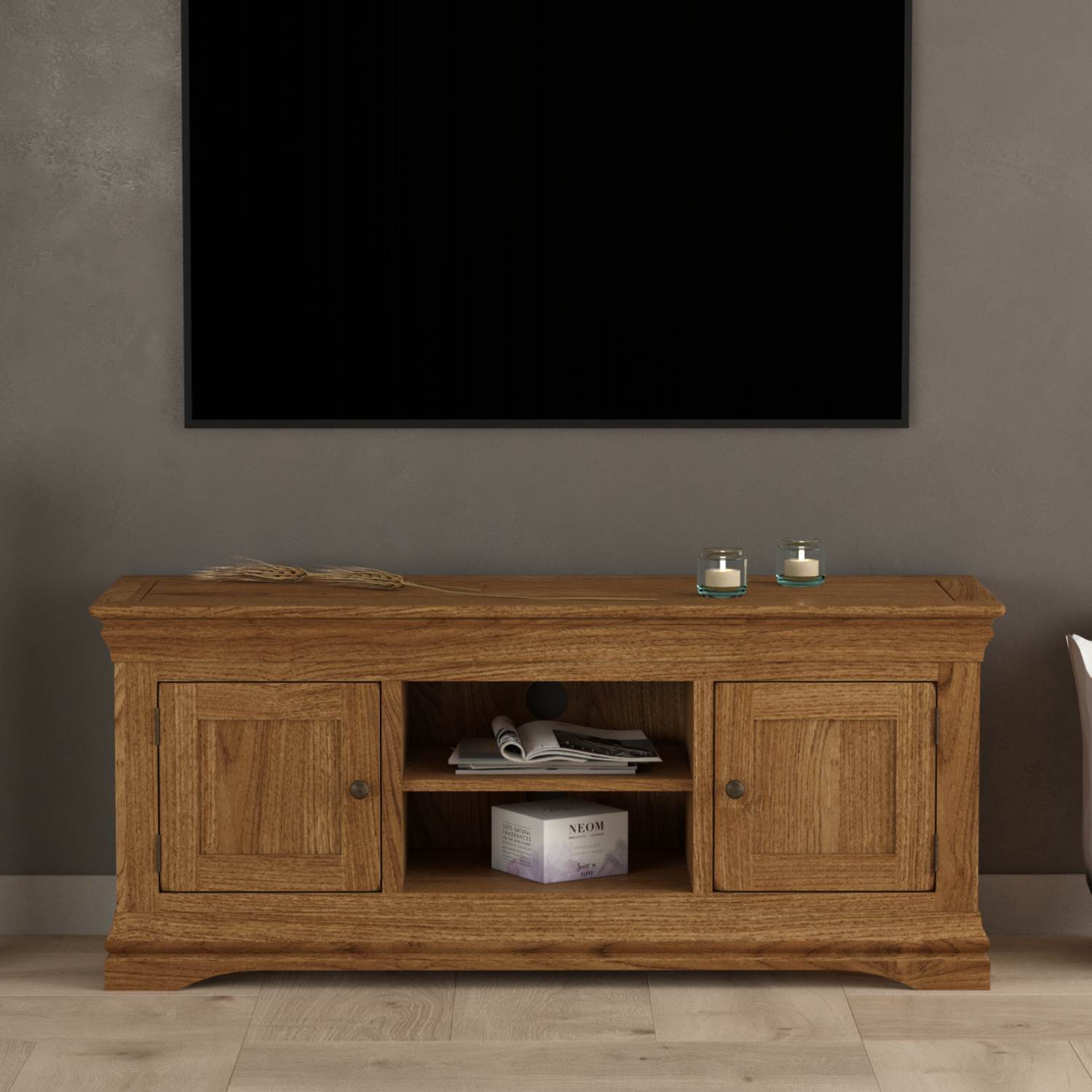 Burford Rustic Solid Oak Large TV Unit