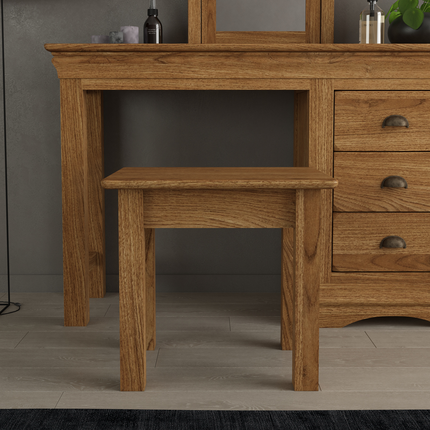 Burford Rustic Solid Oak Dressing Table Stool