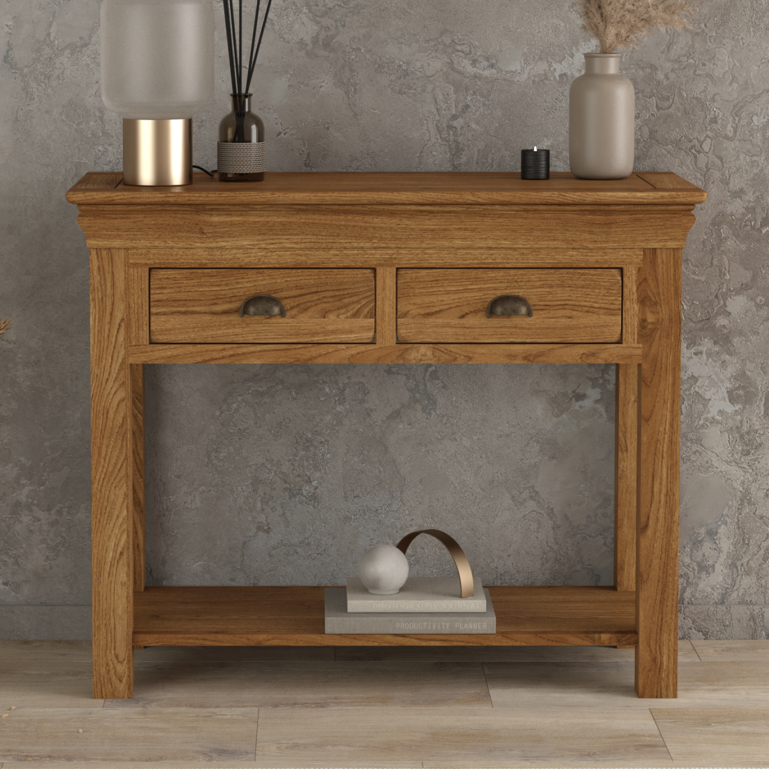 Burford Rustic Solid Oak Console Table