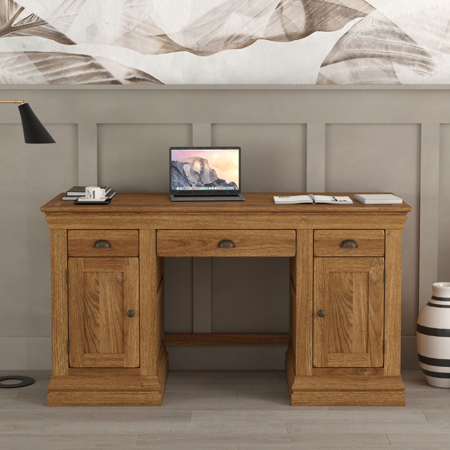 Burford Rustic Solid Oak Desk
