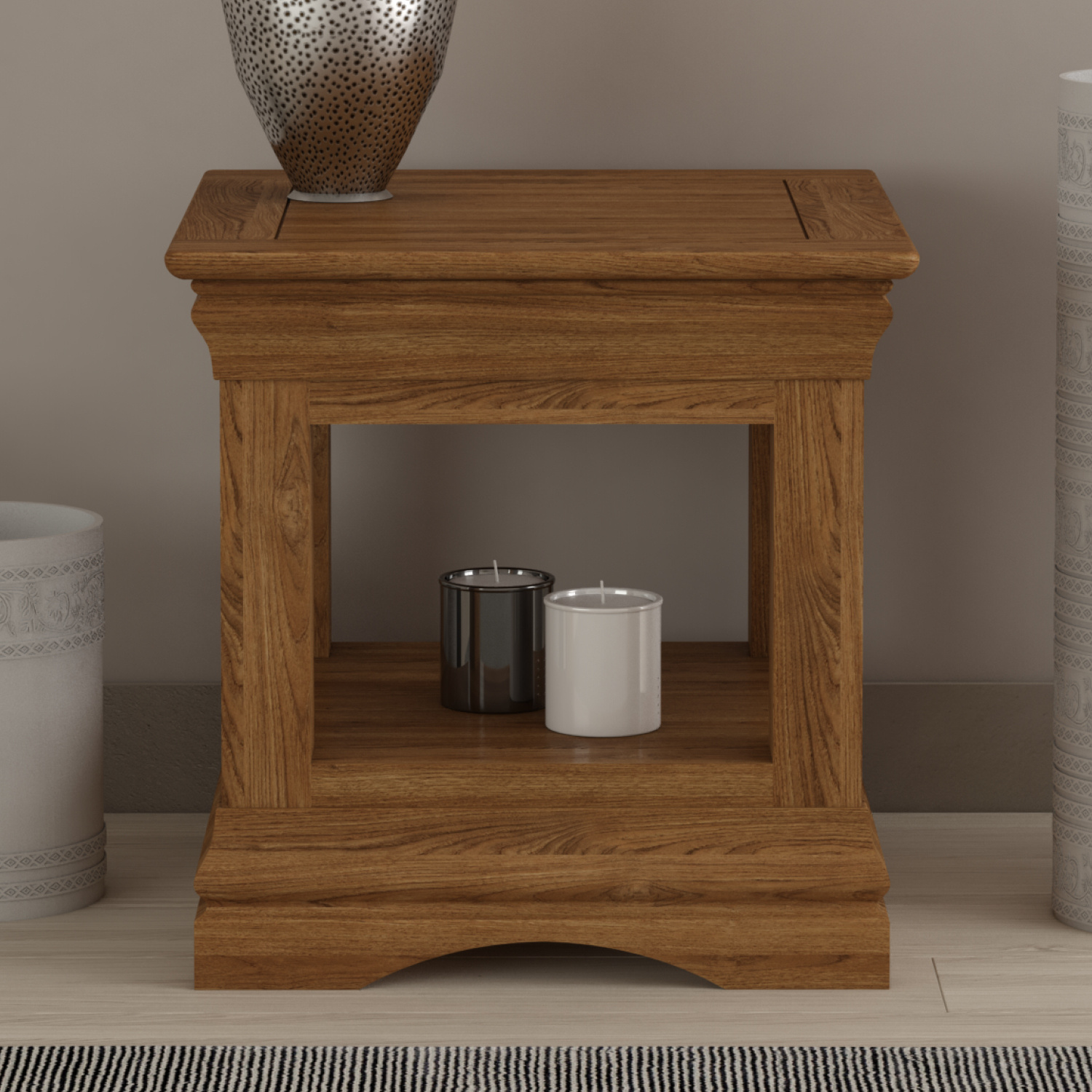 Burford Rustic Solid Oak Lamp Table