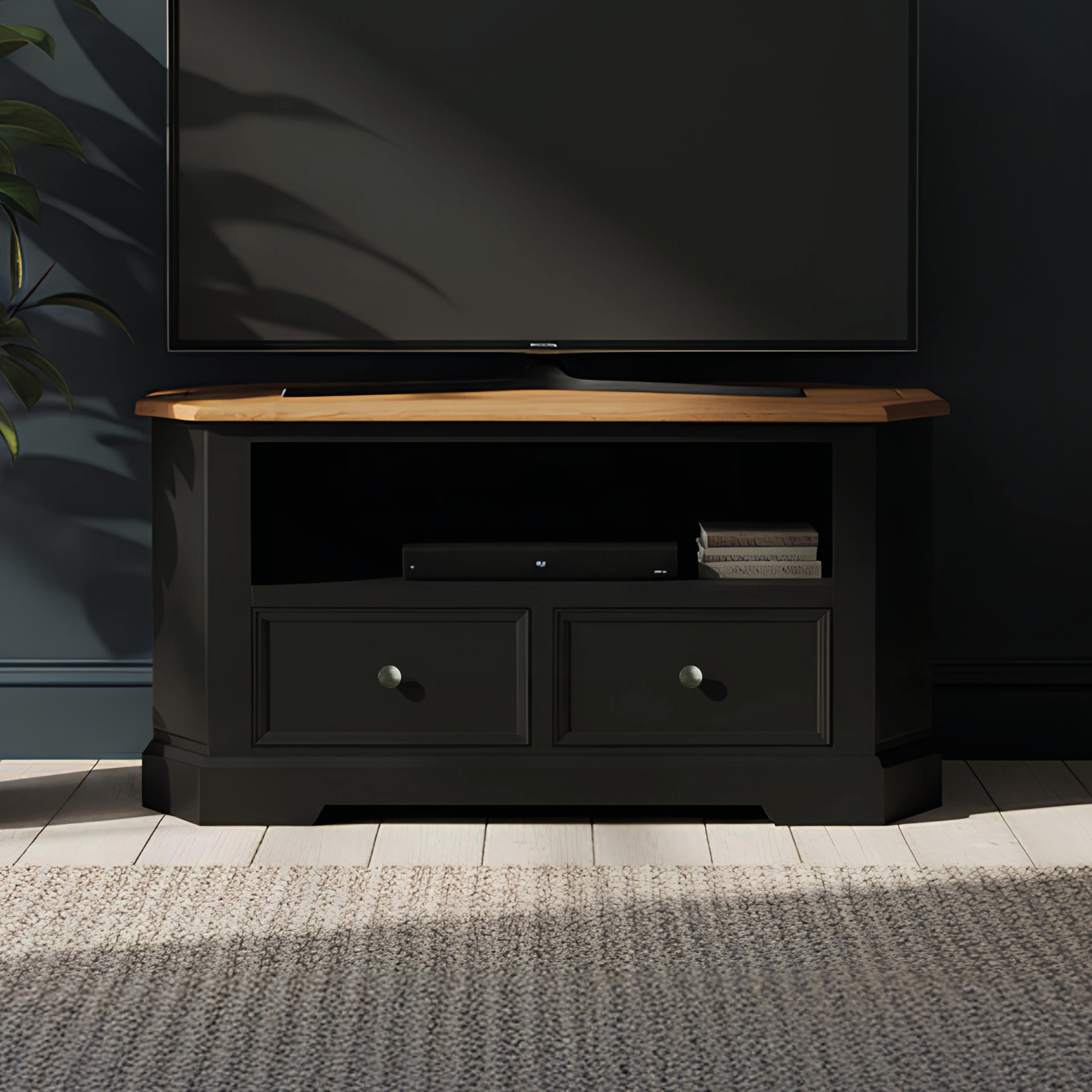 Charlton Oak And Black Painted Corner Tv Cabinet