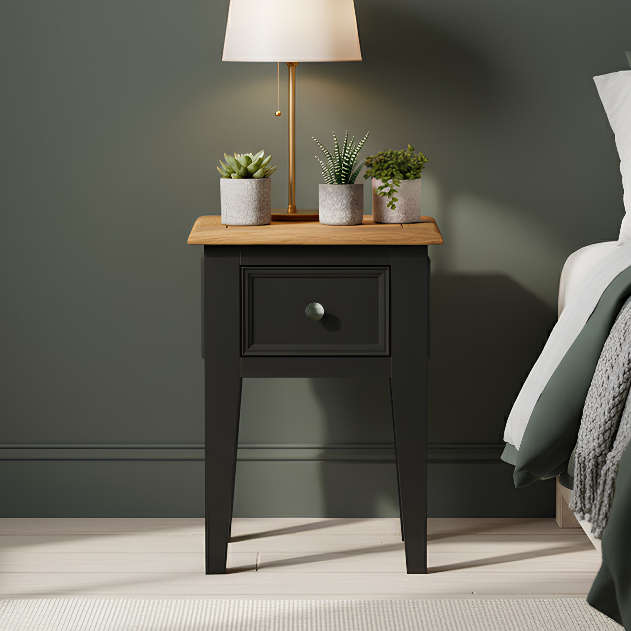 Charlton Oak And Black Painted Bedside Table