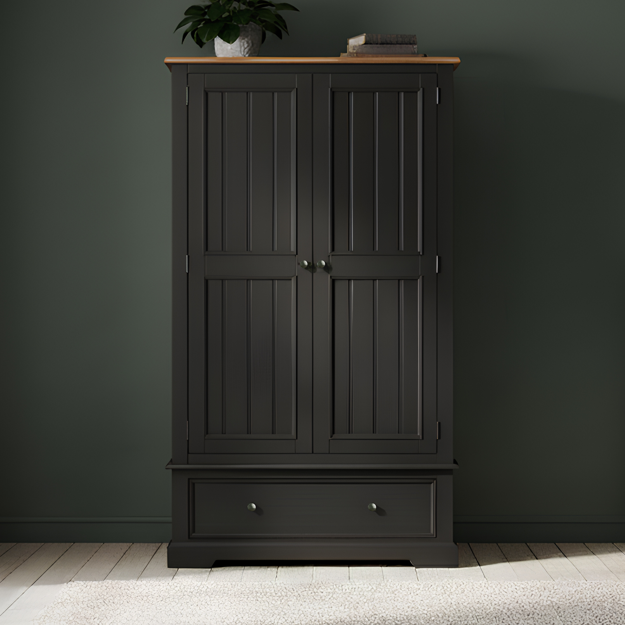 Charlton Oak And Black Painted Double Wardrobe