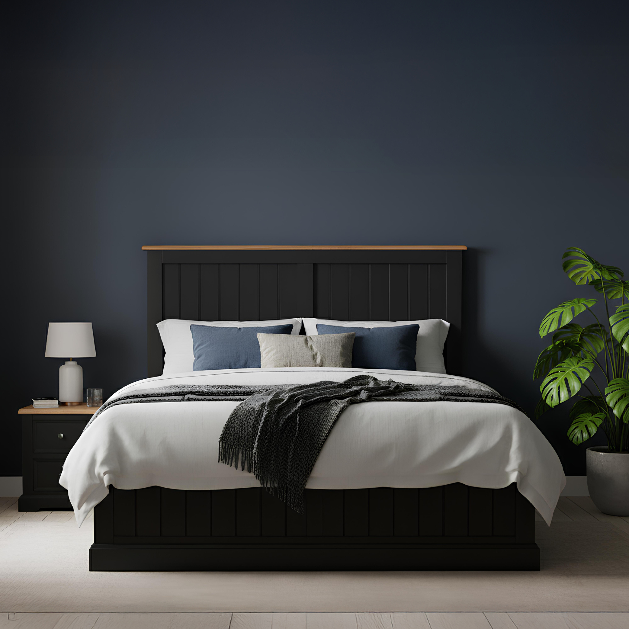 Charlton Oak And Black Painted King Size Bed