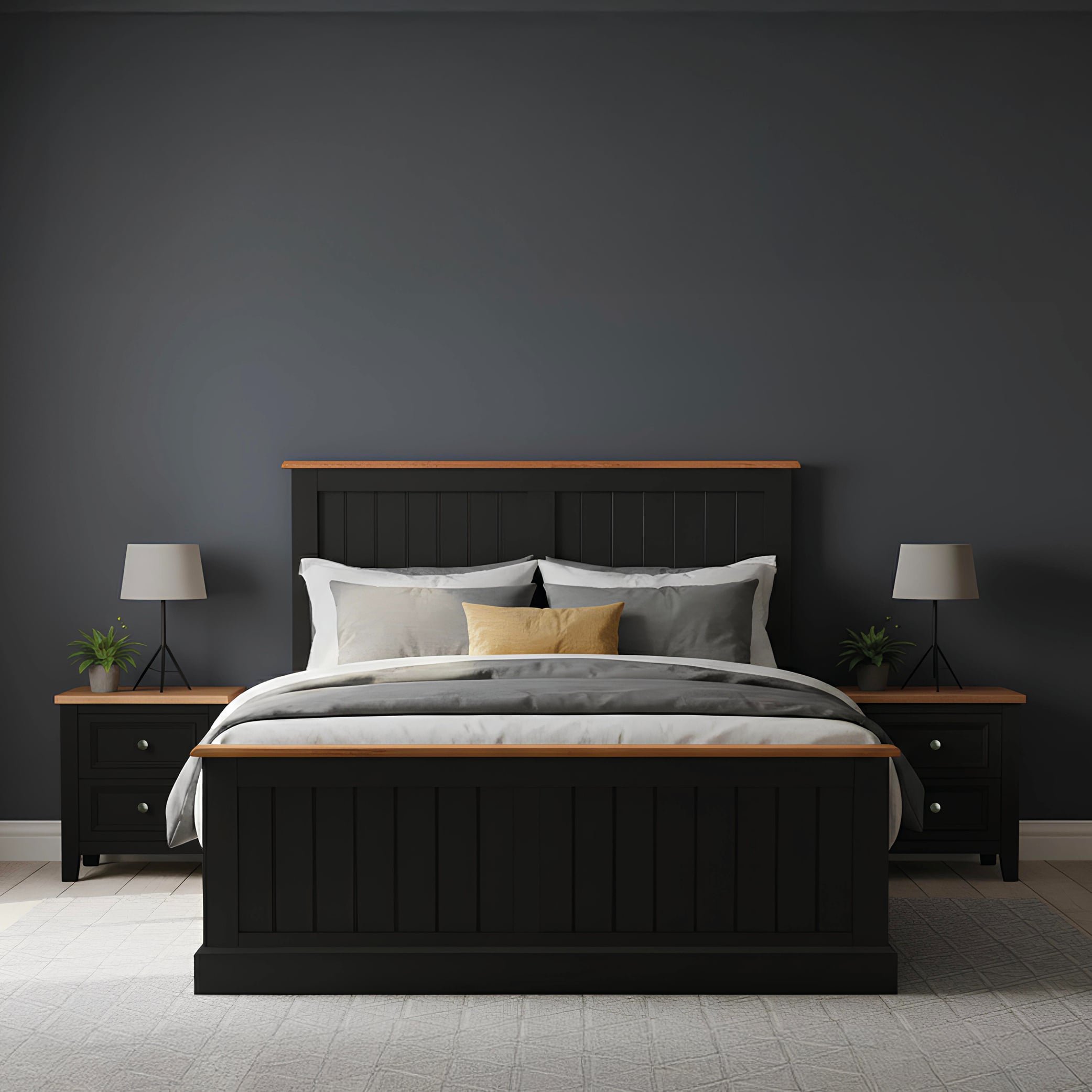 Charlton Oak And Black Painted Double Bed