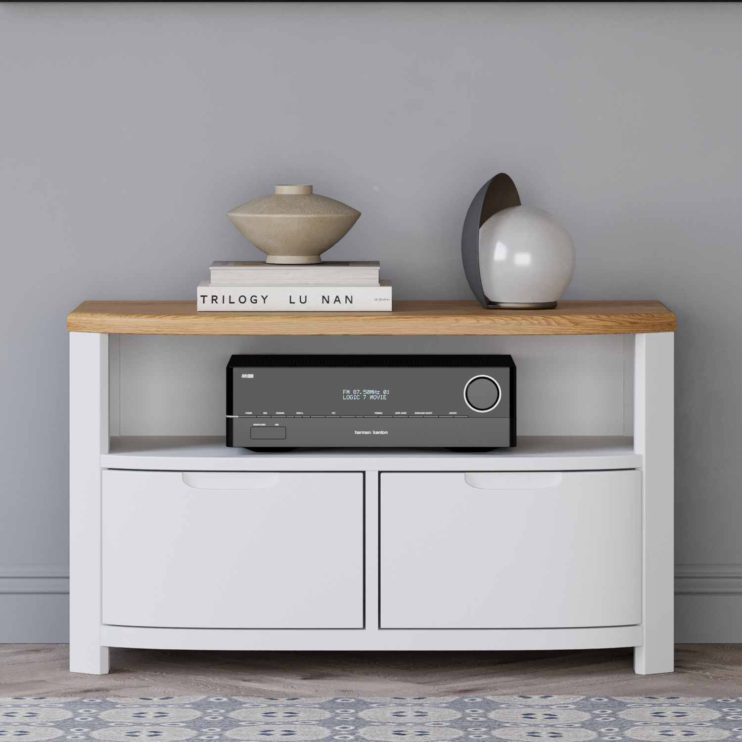 Bradwell Oak And Signal White Painted Small Tv Unit