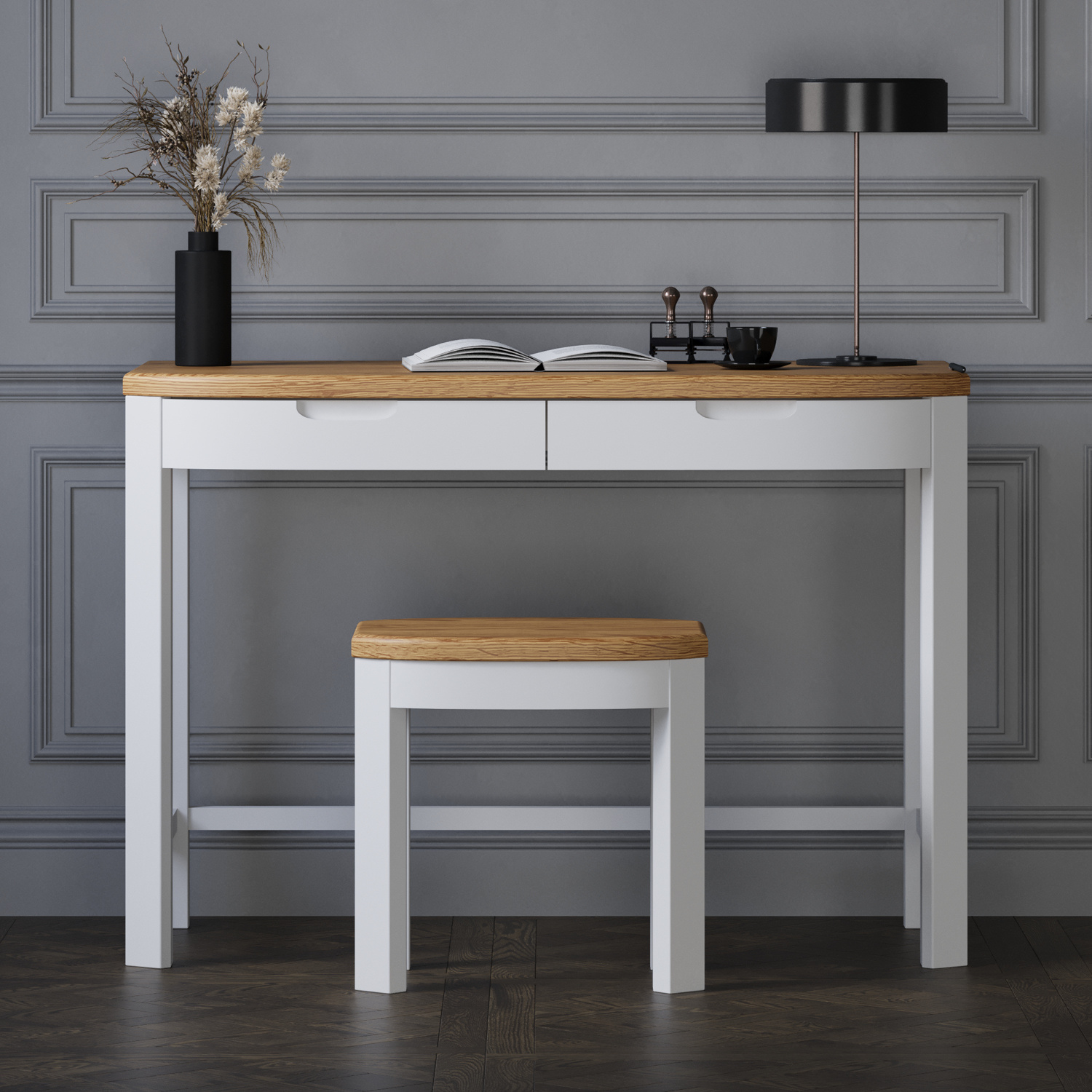 Bradwell Oak And Signal White Painted Compact Desk