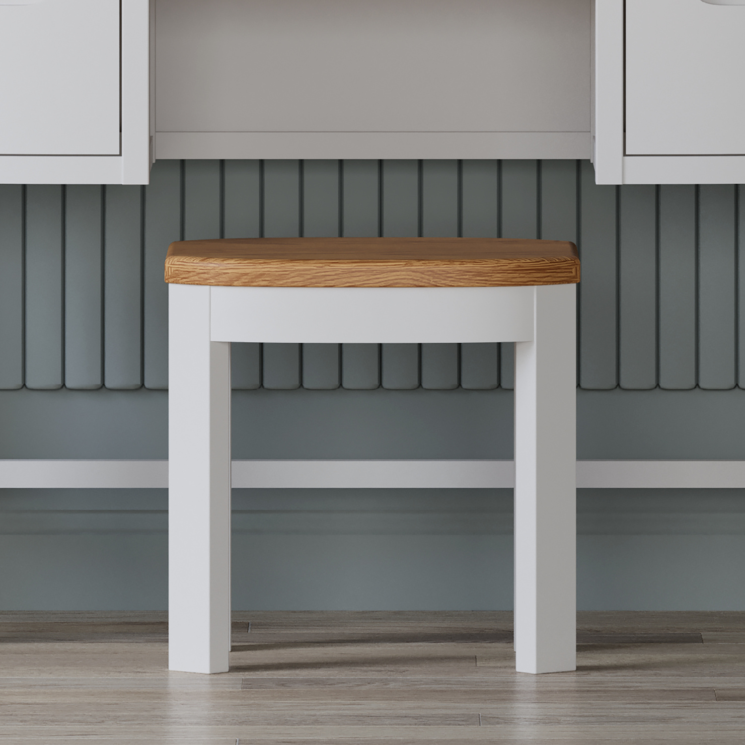 Bradwell Oak and Signal White Painted Dressing Stool Bradwell Oak and Signal White Painted Dressing Stool