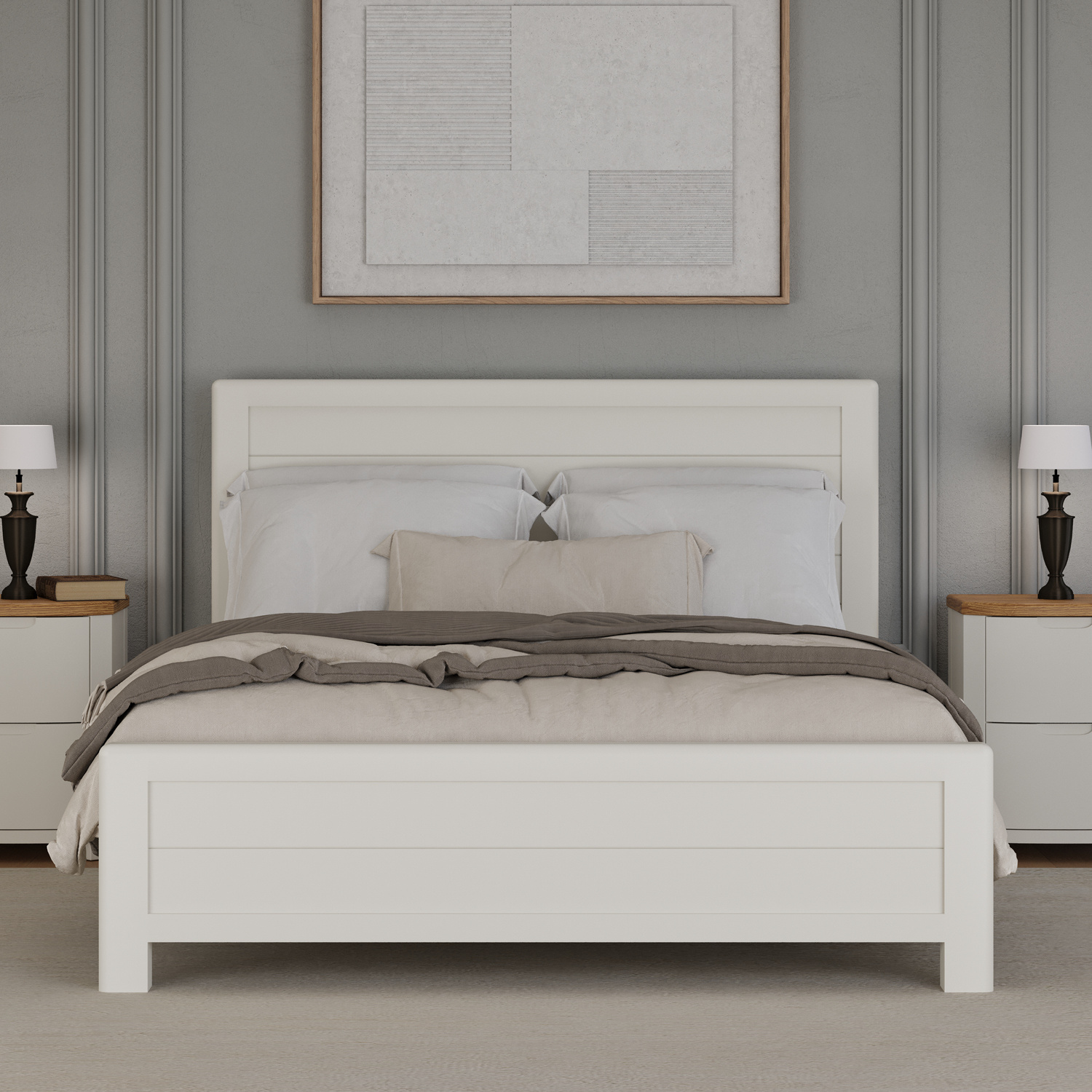 Bradwell Oak and Signal White Painted King Size Bed