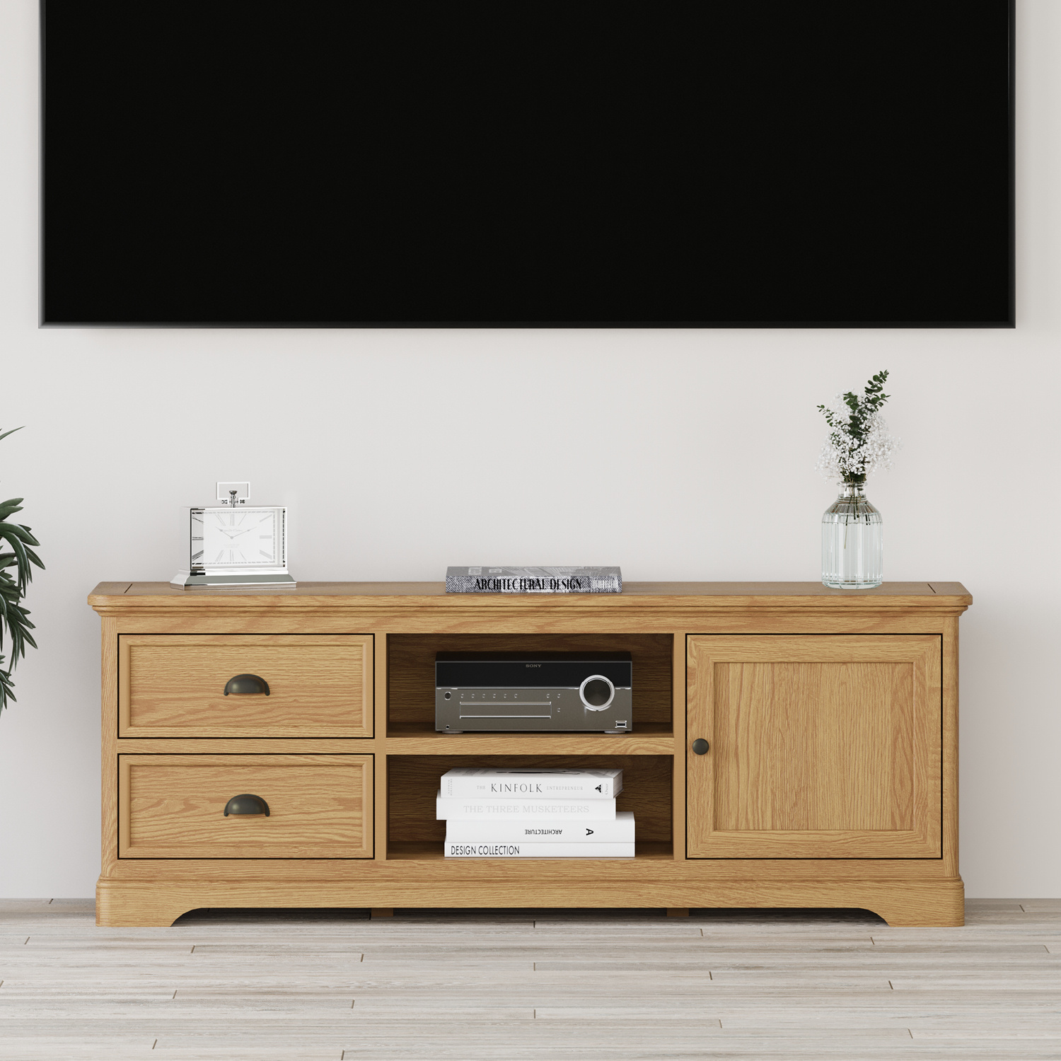 Cambridge Solid Oak Super Wide Tv Cabinet