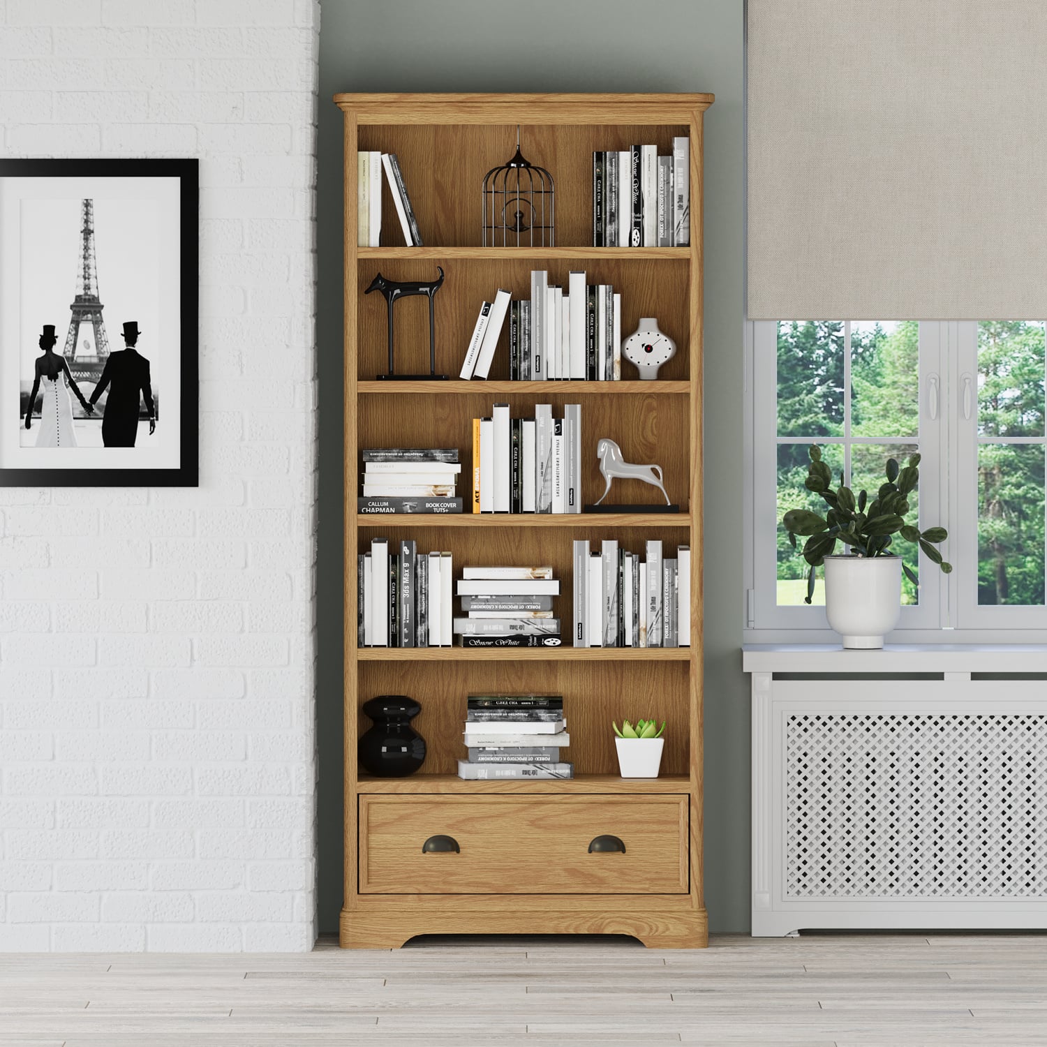 Cambridge Solid Oak Tall Bookcase
