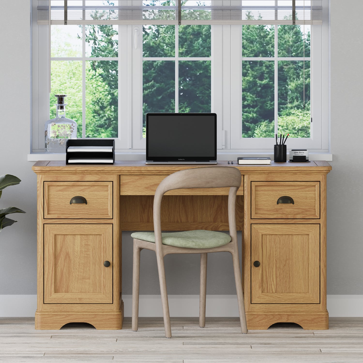 Cambridge Solid Oak Computer Desk