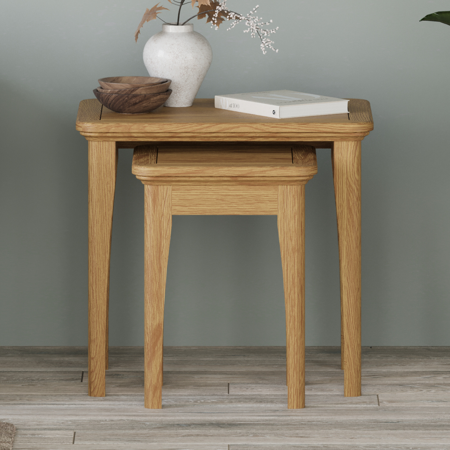 Cambridge Solid Oak Nest Of Tables