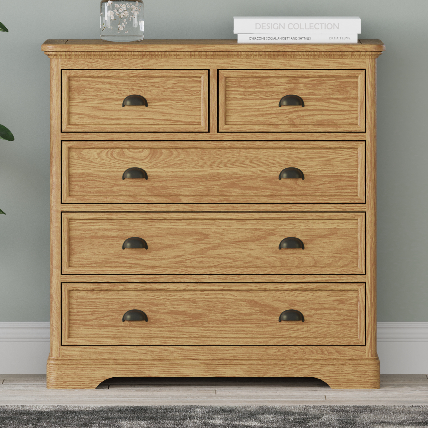 Cambridge Solid Oak 2 Over 3 Chest Of Drawers