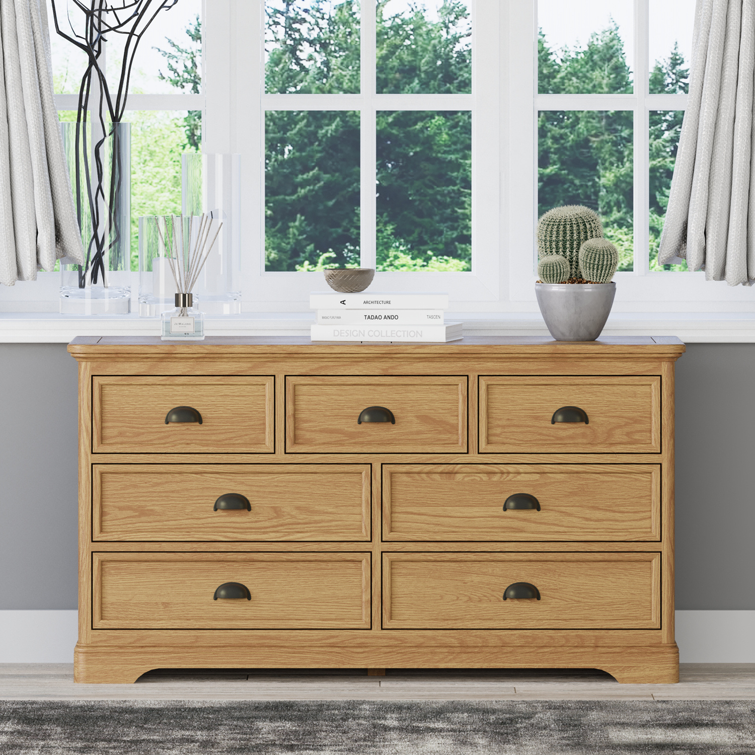 Cambridge Solid Oak Wide Chest Of Drawers