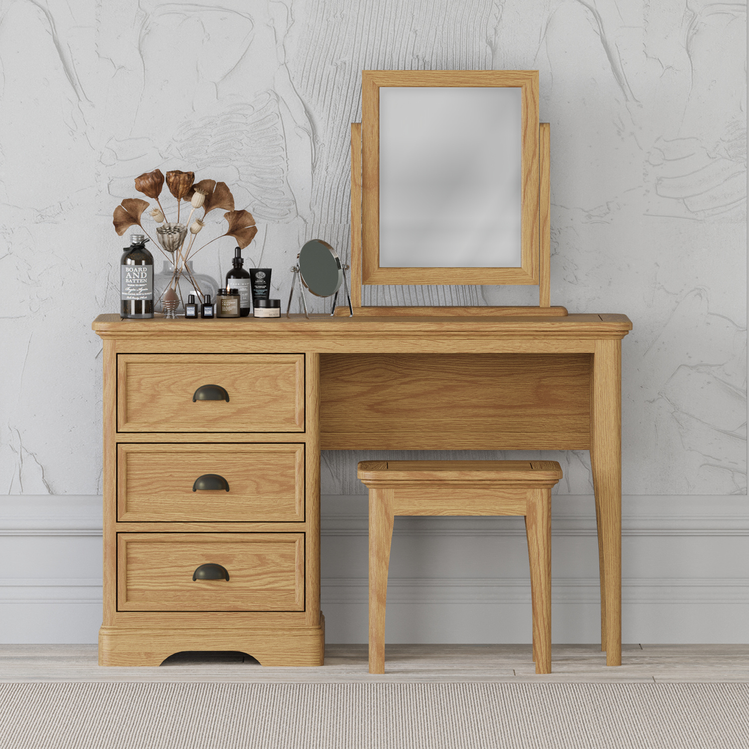 Cambridge Solid Oak Dressing Table Set