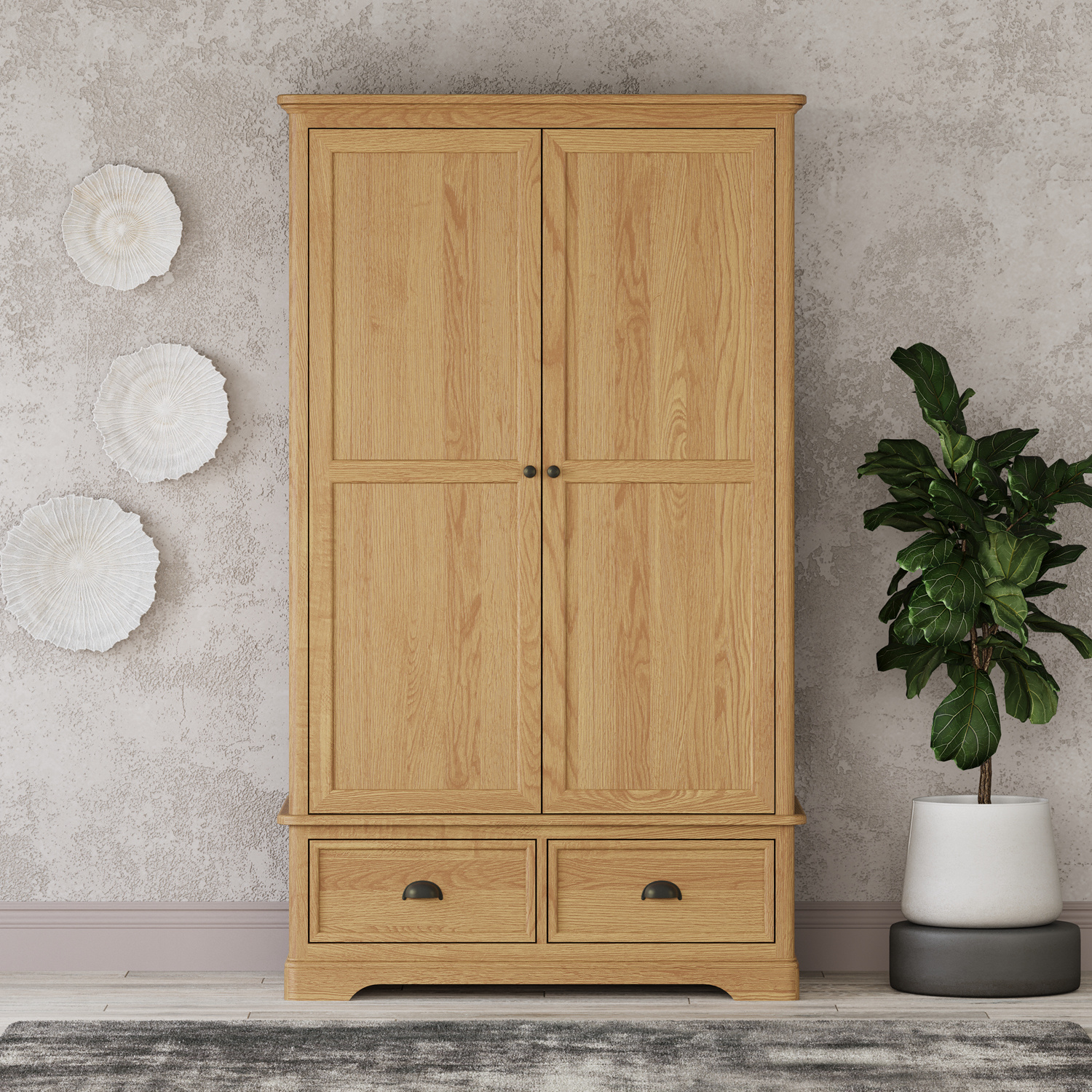 Cambridge Solid Oak Double Wardrobe
