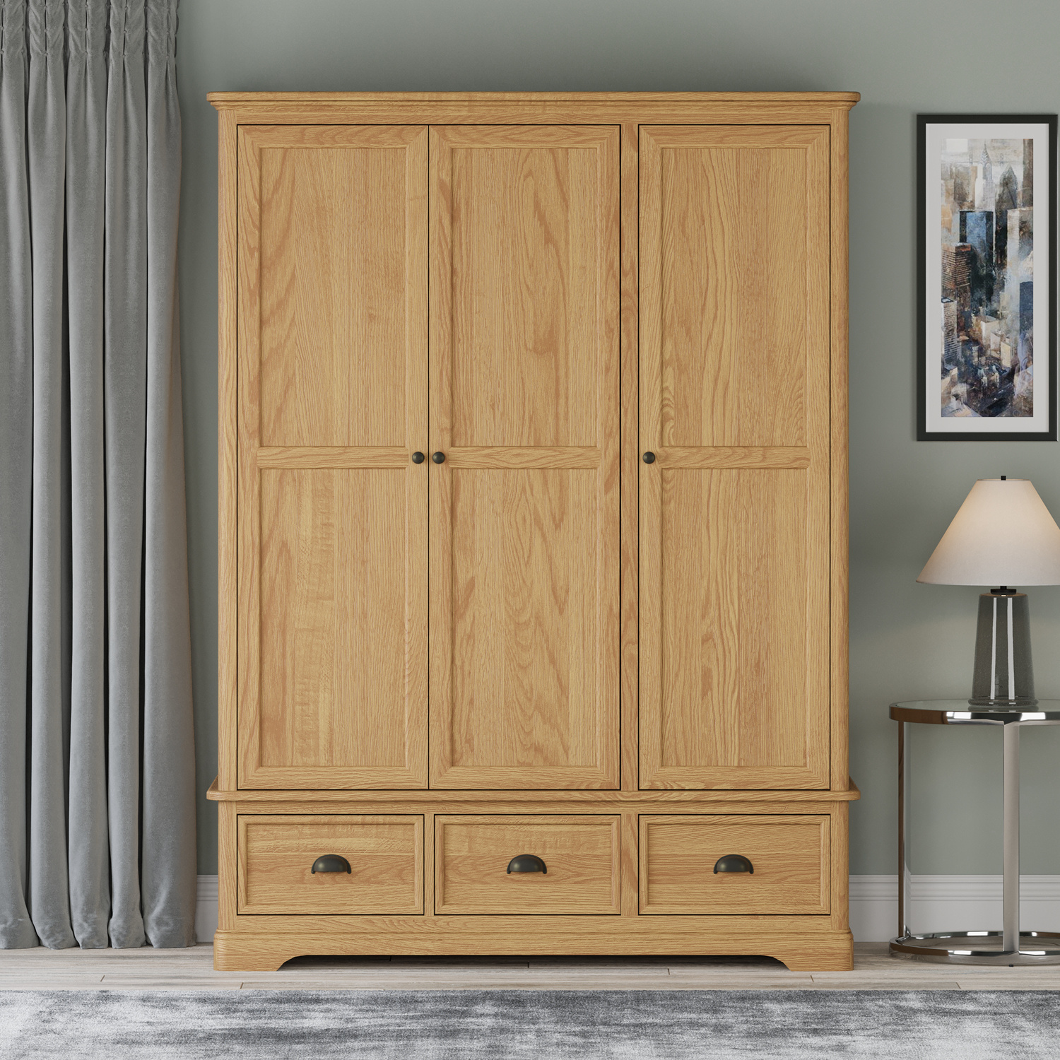 Cambridge Solid Oak Triple Wardrobe